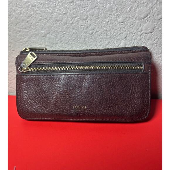 Fossil brown leather wallet VTG - Picture 1 of 10